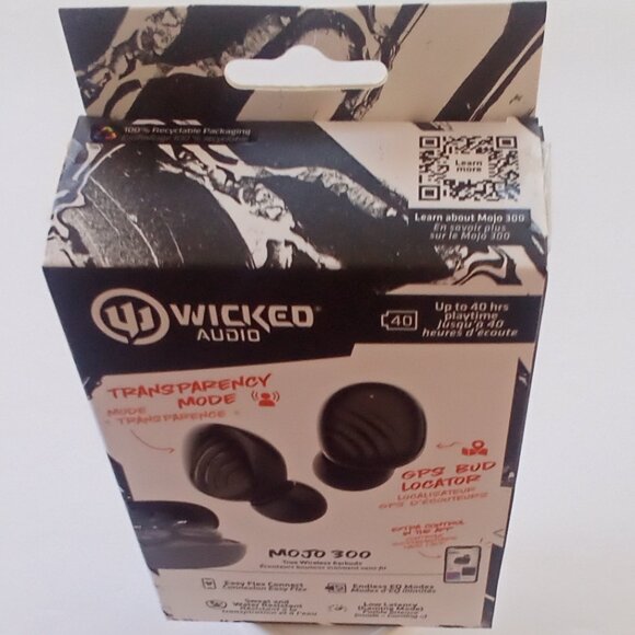 WICKED AUDIO TRUE WIRELESS EARBUDS MOJO 300, 40 HOURS Model # WI-TW4550 BLACK - Picture 5 of 11